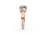 Rose gold Three-Stone Fancy Green Princess Cut Cut Diamond Ring with Channel Set Band and Four-Prong Setting_2