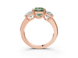 Rose gold Three-Stone Fancy Green Princess Cut Cut Diamond Ring with Channel Set Band and Four-Prong Setting_27