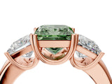 Rose gold Three-Stone Fancy Green Princess Cut Cut Diamond Ring with Channel Set Band and Four-Prong Setting_28