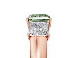 Rose gold Three-Stone Fancy Green Princess Cut Cut Diamond Ring with Prong Setting and Classic Band_5