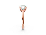 Rose gold Three-Stone Fancy Green Princess Cut Cut Diamond Ring with Trillion Side Stones and Four-Prong Setting_5