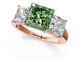 Rose gold Three-Stone Fancy Green Princess Cut Cut Solitaire Ring with Classic Prong Setting_1