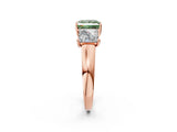 Rose gold Three-Stone Fancy Green Princess Cut Cut Solitaire Ring with Classic Prong Setting_2