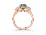Rose gold Three-Stone Fancy Green Princess Cut Cut Solitaire Ring with Classic Prong Setting_3