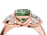 Rose gold Three-Stone Fancy Green Princess Cut Cut Solitaire Ring with Classic Prong Setting_4