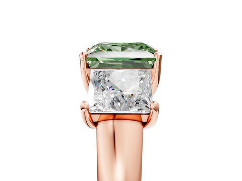 Rose gold Three-Stone Fancy Green Princess Cut Cut Solitaire Ring with Classic Prong Setting_5