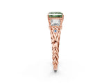 Rose gold Three-Stone Fancy Green Princess Cut Diamond Braided Band Ring with Four-Prong Setting_39
