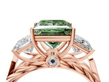 Rose gold Three-Stone Fancy Green Princess Cut Diamond Braided Band Ring with Four-Prong Setting_41