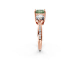 Rose gold Three-Stone Fancy Green Princess Cut Diamond Channel Set Engagement Ring with Prong Setting_14