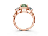 Rose gold Three-Stone Fancy Green Princess Cut Diamond Channel Set Engagement Ring with Prong Setting_15