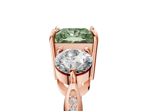 Rose gold Three-Stone Fancy Green Princess Cut Diamond Channel Set Engagement Ring with Prong Setting_5