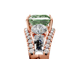 Rose gold Three-Stone Fancy Green Princess Cut Diamond Engagement Ring with Pave Band and Prong Setting_5
