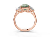 Rose gold Three-Stone Fancy Green Princess Cut Diamond Engagement Ring with Prong Setting_6