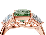 Rose gold Three-Stone Fancy Green Princess Cut Diamond Engagement Ring with Prong Setting_7