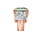 Rose gold Three-Stone Fancy Green Princess Cut Diamond Engagement Ring with Prong Setting_8