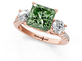 Rose gold Three-Stone Fancy Green Princess  Cut Diamond Pavé Band with Four-Prong Setting_1