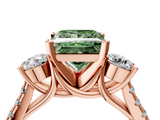 Rose gold Three-Stone Fancy Green Princess  Cut Diamond Pavé Band with Four-Prong Setting_4