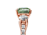 Rose gold Three-Stone Fancy Green Princess  Cut Diamond Pavé Band with Four-Prong Setting_5