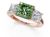 Rose gold Three-Stone Fancy Green Princess  Cut Diamond Ring with Channel-Set Band and Four-Prong Setting_18