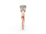 Rose gold Three-Stone Fancy Green Princess  Cut Diamond Ring with Channel-Set Band and Four-Prong Setting_19