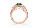 Rose gold Three-Stone Fancy Green Princess  Cut Diamond Ring with Channel-Set Band and Four-Prong Setting_20