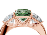 Rose gold Three-Stone Fancy Green Princess  Cut Diamond Ring with Channel-Set Band and Four-Prong Setting_21