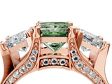 Rose gold Three-Stone Fancy Green Princess  Cut Diamond Ring with Channel-Set Band and Four-Prong Setting_37