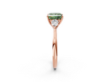 Rose gold Three-Stone Fancy Green Princess  Cut Diamond Ring with Pear Side Stones in Four-Prong Setting_2