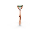Rose gold Three-Stone Fancy Green Princess Cut Diamond Ring with Pear  Side Stones in Four-Prong Setting_38