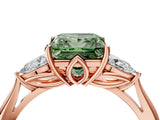 Rose gold Three-Stone Fancy Green Princess Cut Diamond Ring with Pear  Side Stones in Four-Prong Setting_40