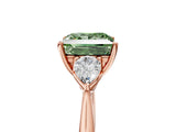 Rose gold Three-Stone Fancy Green Princess Cut Diamond Ring with Pear  Side Stones in Four-Prong Setting_41