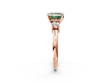 Rose gold Three-Stone Fancy Green Princess  Cut Diamond Solitaire with Prong Setting and Classic Band_2