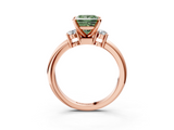 Rose gold Three-Stone Fancy Green Princess  Cut Diamond Solitaire with Prong Setting and Classic Band_3