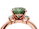 Rose gold Three-Stone Fancy Green Princess  Cut Diamond Solitaire with Prong Setting and Classic Band_4