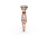 Rose gold Three-Stone Fancy Green Princess  Cut Diamond Twist Band with Prong Setting_2