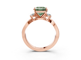 Rose gold Three-Stone Fancy Green Princess  Cut Diamond Twist Band with Prong Setting_3