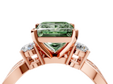 Rose gold Three-Stone Fancy Green Princess  Cut Diamond Twist Band with Prong Setting_4
