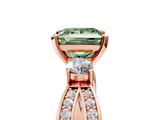 Rose gold Three-Stone Fancy Green Princess  Cut Diamond Twist Band with Prong Setting_5