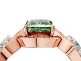 Rose gold Three-Stone Fancy Green Princess Cut Diamond Wave Pave Band with Prong Setting_4