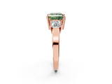 Rose gold Three-Stone Fancy Green Princess  Cut Solitaire Ring with Prong Setting_5