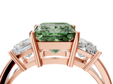 Rose gold Three-Stone Fancy Green Princess  Cut Solitaire Ring with Prong Setting_7