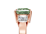 Rose gold Three-Stone Fancy Green Princess  Cut Solitaire Ring with Prong Setting_8