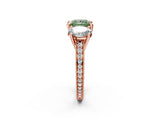 Rose gold Three-Stone Fancy Green Princess  Diamond Milgrain Pave Band with Prong Setting 3