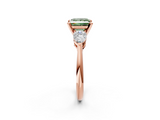 Rose gold Three-Stone Fancy Green Princess  Diamond Ring with Pear Side Stones in Four-Prong Setting_2