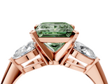 Rose gold Three-Stone Fancy Green Princess  Diamond Ring with Pear Side Stones in Four-Prong Setting_4