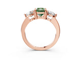 Rose gold Three-Stone Fancy Green Radiant  Brilliant Cut Solitaire Ring with Prong Setting on a Classic Band 4