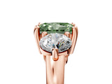 Rose gold Three-Stone Fancy Green Radiant  Brilliant Cut Solitaire Ring with Prong Setting on a Classic Band