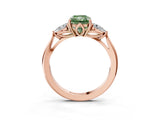 Rose gold Three-Stone Fancy Green Radiant Cut Brilliant Diamond Solitaire Ring with Tapered Band and Four-Prong Setting_6