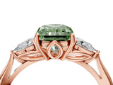 Rose gold Three-Stone Fancy Green Radiant Cut Brilliant Diamond Solitaire Ring with Tapered Band and Four-Prong Setting_7
