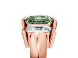 Rose gold Three Stone Fancy Green Radiant Cut Cut Channel Set Diamond Ring_5